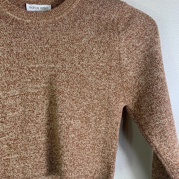 Ronny Kobo Liessa Marled Knit Crop Top in Biscotti, Size Small S - Picture 4 of 10